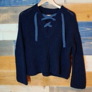 Aerie Chunky Knit Navy Blue Sweater M